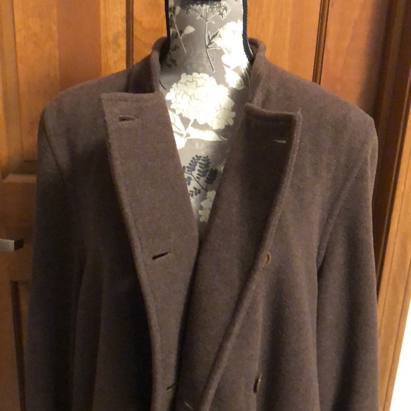 Les Copains double-breasted trapeze coat w mandarin collar in brown wool blend - Picture 11 of 16